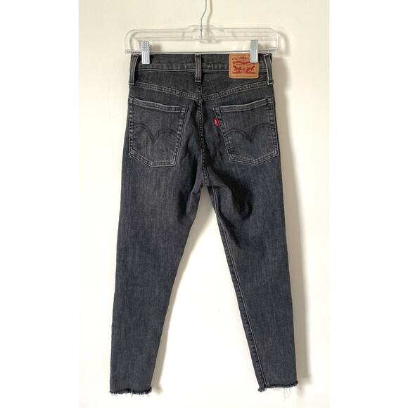 Levi's Wedgie Skinny Raw Hem Button Fly Denim Jeans Black Gray Size 25 - Picture 2 of 6